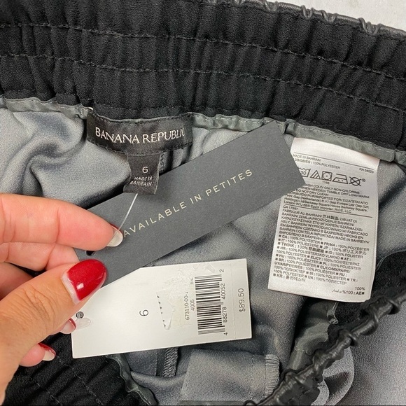 Banana Republic: Faux Leather Trim Business Casual Straight Leg Pants 6 (NWT) - Picture 5 of 5